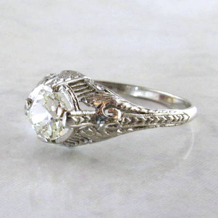 PLATINUM DIAMOND ART DECO ENGAGEMENT RING – SOLD | StoneHome Estate Jewelry