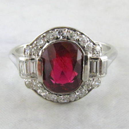 PLATINUM ART DECO RUBY AND DIAMOND RING – SOLD | StoneHome Estate Jewelry