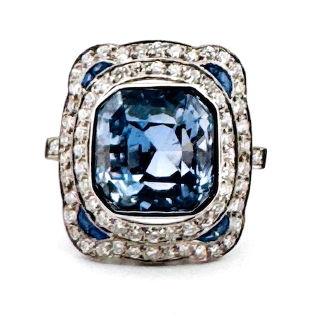 CEYLON SAPPHIRE & DIAMOND RING<br>$24,000 - Image 2